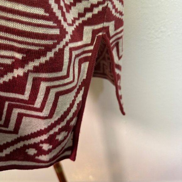 Peruvian Connection Red Aztec Open Cardigan Sweater Sz Medium Pima Cotton Boho - Picture 11 of 14